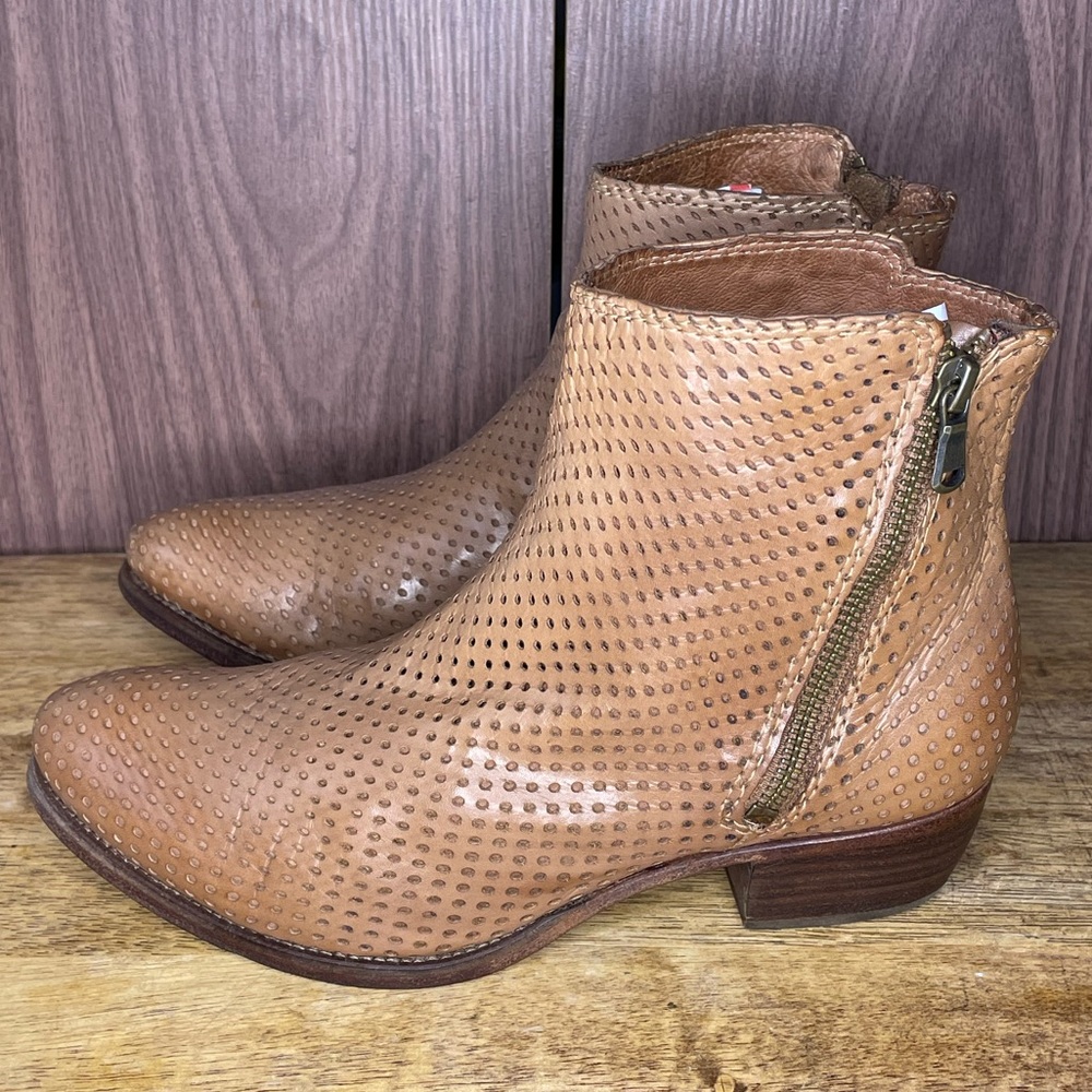 Comptoir Des Cotonniers Womens Leather Zipper Ankle Booties Brown Size 37